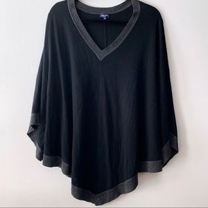 Splendid Contrast Colorblock Drape Poncho Sweater